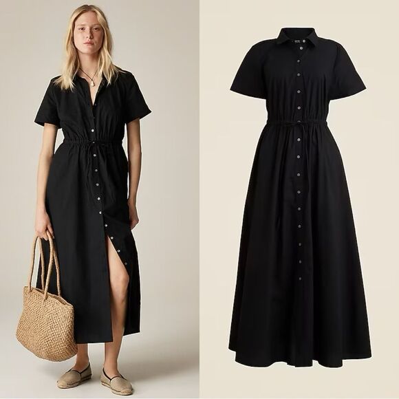 J. Crew Dresses & Skirts - NWT J CREW Cerise shirtdress in cotton poplin in black
